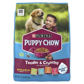 Purina Puppy Chow High Protein Dry Puppy Food Tender & Crunchy With Real Beef 15 lb Bag