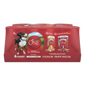 Purina ONE Real Beef & Chicken Wet Dog Food Variety Pack13 oz Can (6 Pack)