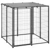 Dog Kennel Black 43.3"x43.3"x43.3" Steel