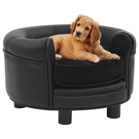 Dog Sofa Black 18.9"x18.9"x12.6" Plush and Faux Leather