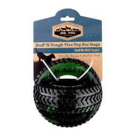 Dr. Pol Green TPR Thread Tire Fetch & Chew Dog Toy for All Dogs. Play, Toss & Tug. 4.5"