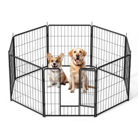 Dog Playpen Indoor Outdoor, 24" Height 8 Panels Fence with Anti-Rust Coating, Metal Heavy Portable Foldable Dog Pen for Large, Medium Small Dogs RV Ya