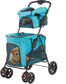 Portable Folding Dog Stroller Travel Cage Stroller for Pet Cat Kitten Puppy Carriages - Large 4 Wheels Elite Jogger