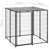 Dog Kennel Black 43.3"x43.3"x43.3" Steel