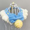 Blue Handmade Knitted Cat Dog Collar Pet Crochet Silent Bell Scarf Bib Photography Prop Knotbow Necklace