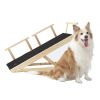 Tall Adjustable Pet Ramp, Folding Portable Wooden Dog Cat Ramp with Safety Side Rails, Non-Slip Paw Traction Surface Dog Step for Car, SUV, Bed, Couch