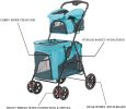 Portable Folding Dog Stroller Travel Cage Stroller for Pet Cat Kitten Puppy Carriages - Large 4 Wheels Elite Jogger