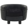 Dog Sofa Black 18.9"x18.9"x12.6" Plush and Faux Leather