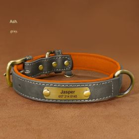 Dog Collar Engraved With Lettering To Prevent Loss Of Neck Collar (Option: Grey-XL)