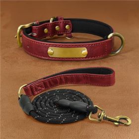 Dog Collar Engraved With Lettering To Prevent Loss Of Neck Collar (Option: Red suit-L)
