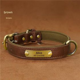 Dog Collar Engraved With Lettering To Prevent Loss Of Neck Collar (Option: Brown-M)