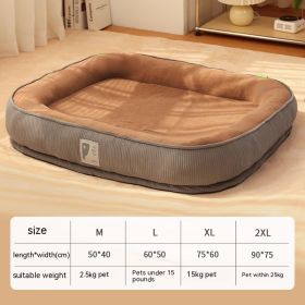 Home Winter Warm Dog Bed (Option: Khaki high neck guard-XL)