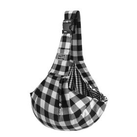 Pet Supplies Red And Black Plaid Shoulder Strap Adjustable Buckle Single-shoulder Bag (Option: Black And White)
