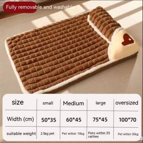 Detachable And Washable Winter Warm Dog Mat For Sleeping (Option: Brown-70X45cm)