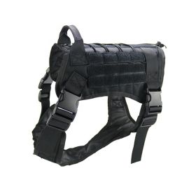 Large Dog Adjustable Camouflage Tactics Hand Holding Rope Nylon Strap (Option: Vest Black-L)
