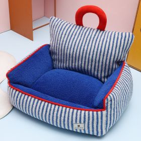 Winter Pet Cloth Sofa Nest (Option: Blue Stripes-M)