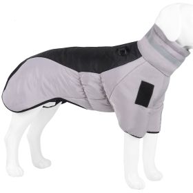 Warm Dog Jacket Winter Coat Reflective Waterproof Windproof Dog Snow Jacket Clothes with Zipper (Color: Black-Gray, size: Xl)