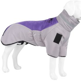 Warm Dog Jacket Winter Coat Reflective Waterproof Windproof Dog Snow Jacket Clothes with Zipper (Color: Purple-Gray, size: Xl)