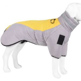 Warm Dog Jacket Winter Coat Reflective Waterproof Windproof Dog Snow Jacket Clothes with Zipper (Color: Yellow-Gray, size: 5XL)