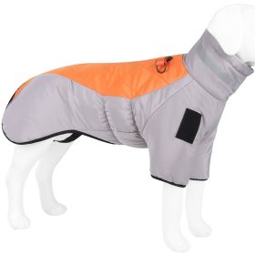 Warm Dog Jacket Winter Coat Reflective Waterproof Windproof Dog Snow Jacket Clothes with Zipper (Color: Orange-Gray, size: 3XL)