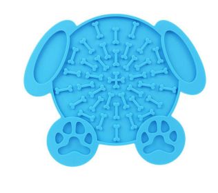 Dog Lick Mat for Anxiety Dog Lick Pad Feeder Lick Mat Wall-Mount Alternative for Slow Feeder Dog Pet Wall-Mount Lick Pad for Medium and Adult Dog (Color: Blue)