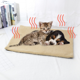 Self Heating Pet Mat; Non-Electric Pet Warming Pad; Self Warming ; Extra Warm Pet Mats For Dog & Cat (Color: Khaki, size: 60*45cm/23.6*17.7in)