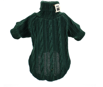 Pet Turtleneck Knitted Sweater Winter Dog Cat Keep Warm (Color: Green, size: L)