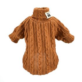 Pet Turtleneck Knitted Sweater Winter Dog Cat Keep Warm (Color: Khaki, size: M)