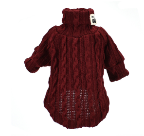 Pet Turtleneck Knitted Sweater Winter Dog Cat Keep Warm (Color: Wine Red, size: M)