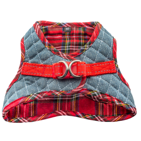 Step-In Denim Dog Harness - Red Plaid (Color: Red Plaid, size: XS)
