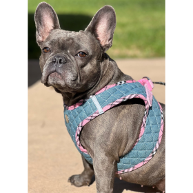 Step-In Denim Dog Harness - Pink Plaid (Color: Pink Plaid, size: small)