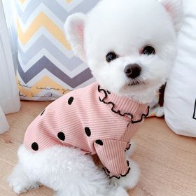 Dot turtleneck dog bottoming shirt (Color: Pink, size: L)