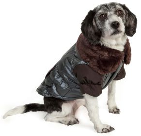Ultra Fur 'Track-Collared' Metallic Pet Jacket (size: medium)