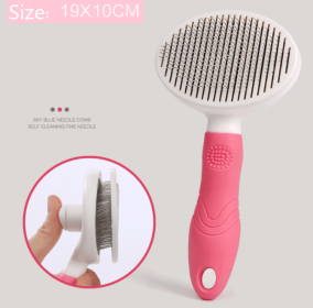 Pets Comb Dogs And Cats Beauty Styling Cleaning Automatic Hair Removal Comb (Color: Pink)