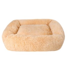 Soft Plush Orthopedic Pet Bed Slepping Mat Cushion for Small Large Dog Cat (Color: Champagne, size: M ( 26 x 22 x 7 in ))