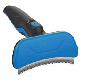 Pet Life 'Fur-Guard' Easy Self-Cleaning Grooming Deshedder Pet Comb (Color: Blue)