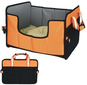 Pet Life 'Travel-Nest' Folding Travel Cat and Dog Bed (Color: Orange, size: large)