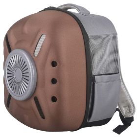Pet Life 'Armor-Vent' External USB Powered Backpack with Built-in Cooling Fan (Color: Brown)