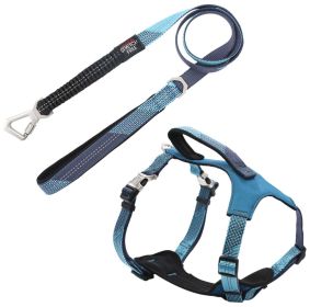 Pet Life 'Geo-prene' 2-in-1 Shock Absorbing Neoprene Padded Reflective Dog Leash and Harness (Color: Blue, size: small)