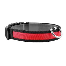 LED Dog Collar USB Rechargeable Adjustable Dog Safety Collar Night Safety Flashing Luminous Light up Collar (Color: Red, size: Xl)