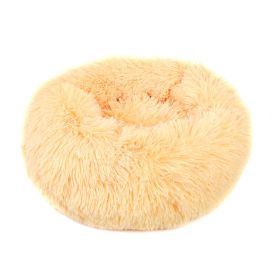 Small Large Pet Dog Puppy Cat Calming Bed Cozy Warm Plush Sleeping Mat Kennel, Round (Color: Apricot, size: 20in)