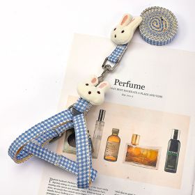 Hand Holding Rope Chest And Back Small And Medium-sized Dog Leash Cute Rabbit (Option: Blue-M)