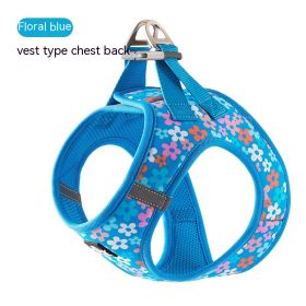 Dog Vest Strap Hand Holding Rope Breathable Lightweight (Option: Floral Blue-2XS)