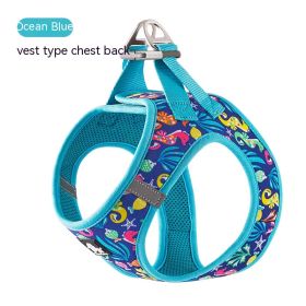 Dog Vest Strap Hand Holding Rope Breathable Lightweight (Option: Ocean Blue-L)