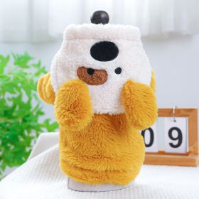 Fleece-lined Warm Dog Cat Clothing Flower Four Feet Pet Costume (Option: Puppy Pet Costume Yellow-XL)